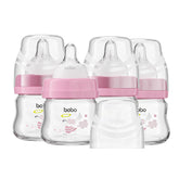 YOHKOH glass baby bottle 2.7oz pack features slow-flow nipple to support gentle feeds.