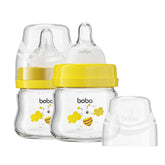 YOHKOH glass baby bottle with slow-flow nipple supports calm newborn feeding