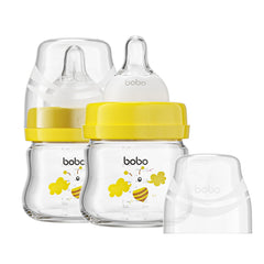YOHKOH glass baby bottle with slow-flow nipple supports calm newborn feeding