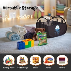 YOHOOLYO 95L crab pattern toy storage basket adds playful style while tidying plush toys.