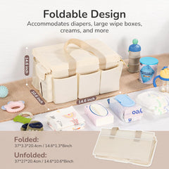 YOHOOLYO diaper caddy with dustproof lid protects essentials during travel.