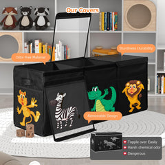 YOHOOLYO toy box side pockets with animal print for small parts