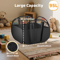 Large rectangular organizer with wide opening for easy toy access.