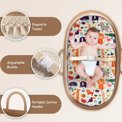 YOMECHEO waterproof cartoon changing pad stays dry and comfortable for baby.