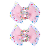 YONHTUTU pink birthday bow on nylon band, ideal for babies and photos