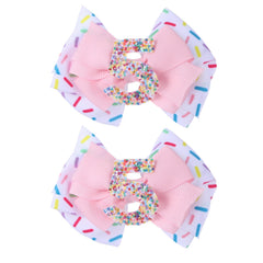 YONHTUTU pink birthday bow on nylon band, ideal for babies and photos