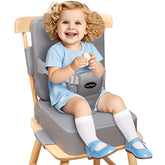 YONTINY toddler booster seat with removable backrest on a dining chair for stability.
