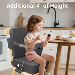 YONTINY booster seat in dark grey with waterproof PU leather for easy cleaning