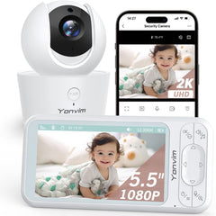 Yonvim 2K camera view with daytime clarity and infrared night vision for parents