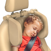 Yoocaa adjustable car headrest pillow on a car seat, offering neck support during long drives.