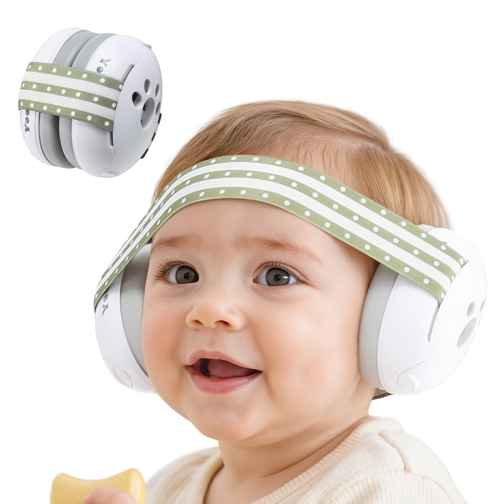 Yoofoss baby ear muffs with compact pouch for portable noise protection on the go.