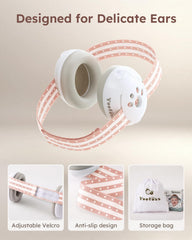 Yoofoss earmuffs use adjustable Velcro closure for a snug fit on infants.