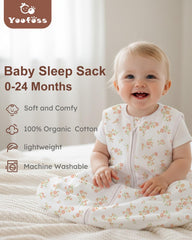 Yoofoss organic cotton sleep sack texture highlights soft, breathable fabric.