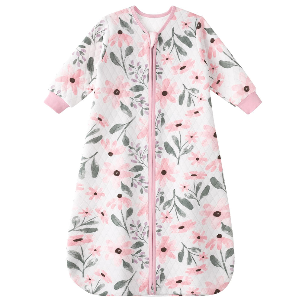 Yoofoss sleep sack sleeves close-up shows soft organic cotton for gentle skin contact.