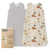 Yoofoss bamboo sleep sack grey animals main image, soft fabric for sensitive skin.