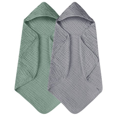 Yoofoss hooded baby towel front view, soft and absorbent bath essential for newborns.