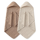 Yoofoss hooded baby towel with soft-absorbent muslin for gentle newborn baths.