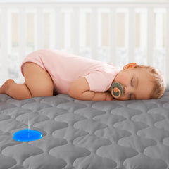 Yoofoss mini crib protector in dark grey offers universal 38x24 fit.