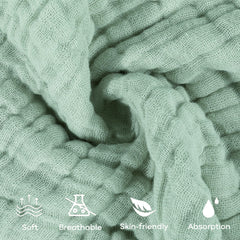 Yoofoss muslin washcloths show 6-layer absorbency for quick moisture control.
