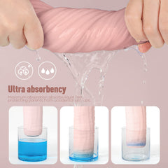 Yoofoss muslin burp cloths absorbency demo, quickly soaking droplets during feeds.