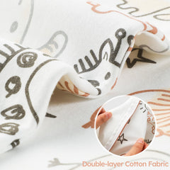 Yoofoss organic cotton sleepsack shows snug neck and hip-friendly room for growth