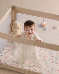 Yoofoss pink floral pattern adds gentle nursery decor appeal