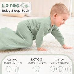 Yoofoss sleep sack with 2-way zipper for easy dressing and diaper changes.