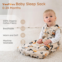 Yoofoss sleep sack fabric close-up highlights organic cotton texture and gentle breathability.