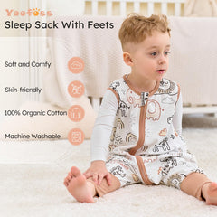 Yoofoss sleep sack with hidden two-way zipper for quick nighttime changes.