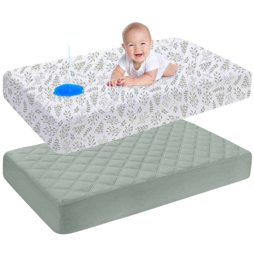 Yoofoss waterproof crib mattress protector in 52x28 inches offering moisture defense.
