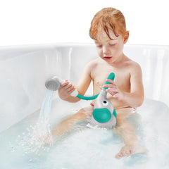 Yookidoo elephant hose close-up shows soft, kid-friendly grip during bathtime.