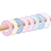 Yoshiky round baby-size dividers with bold labels for quick wardrobe sorting.