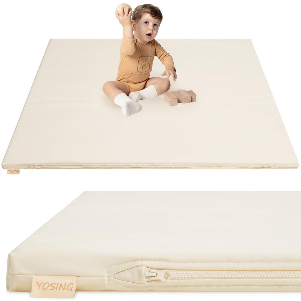 YOSING padded baby play mat 50x50 with thick foam for safe tummy time
