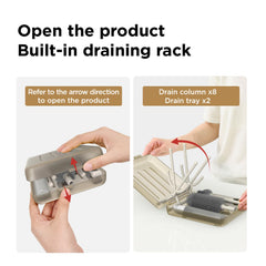 Vertical drying rack in the YOTIME kit dries brushes hygienically.