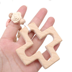 YOUAME wood cross rosary with pink beads, cross size 6x3.4x1.2 cm.