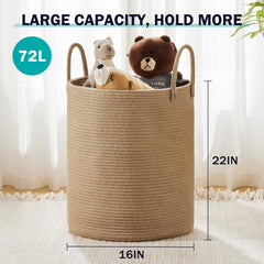 YOUDENOVA jute hamper tall design in room demonstrates space-saving setup