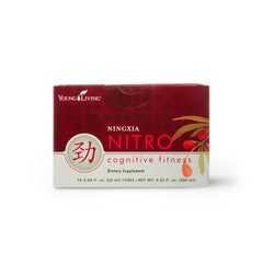 Young Living NingXia Nitro pack front shows convenient sachets for on-the-go energy.