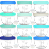 Youngever 18-set baby food storage containers in 6 oz size with color lids for portioning.