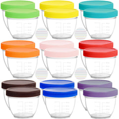 Youngever 2oz baby food containers with nine colored lids for easy portioning