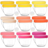 Youngever 2oz baby food containers with lids for easy portioning and on-the-go feeding.