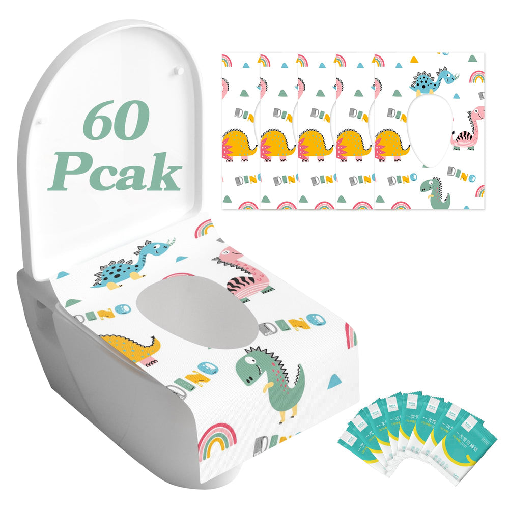 Youngtime dinosaur toilet seat covers in packaging for travel-friendly use