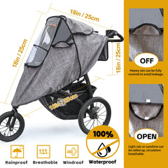 Youpinby waterproof protection cover shields baby from wind and drizzle.