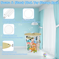 YOVOMEE white wood grain finish storage blends with nursery decor