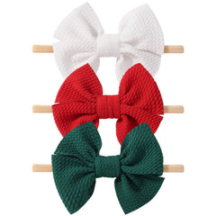 Yoyokid Christmas bows headband in red, green, white, soft nylon for daily wear