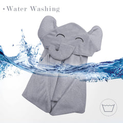 YOYOO newborn towel after bath with elephant hood keeps baby dry.