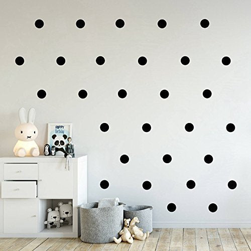 YOYOYU black polka dot decals, 1.9 inch, ideal for nursery walls and accents.