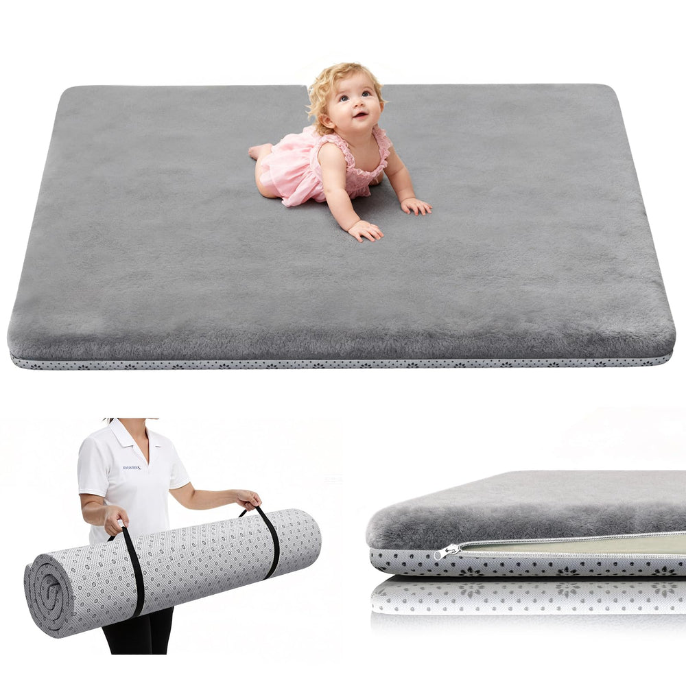 Yozoia Baby Play Mat with thick foam provides cushioned floor play.