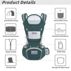 YSSKTC Ergonomic hip seat supports baby's M-shaped posture.