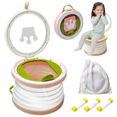 Yszawmx portable potty folded for travel, compact for quick stowage.