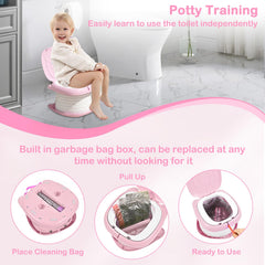 Yszawmx pink travel potty open and ready for quick, mess-free use.